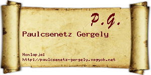 Paulcsenetz Gergely névjegykártya